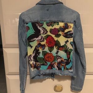 Htrailz silk back butterfly denim jacket